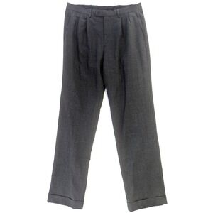 Lauren Ralph Lauren Mens Pleated Wool Blend Dress Pants Charcoal Gray 33W 32L